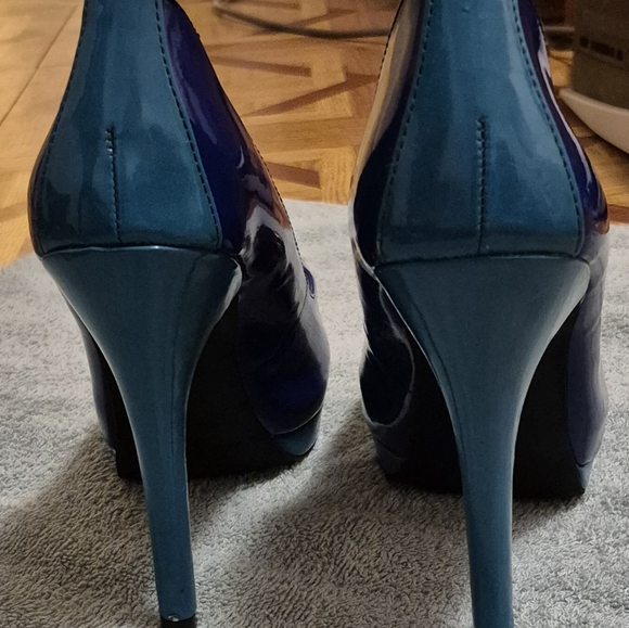 Mossimo Womens Stiletto Heels Shoes Size 8 Slip On Blue/Teal Peep Toe - Picture 4 of 12